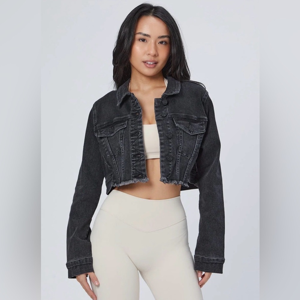 BuffBunny Desire Denim Cropped Jacket - Washed Black NWT - Large